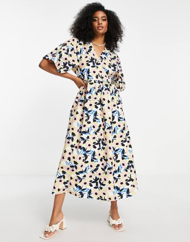 ASOS EDITION wrap smock midi dress in floral print Product Image