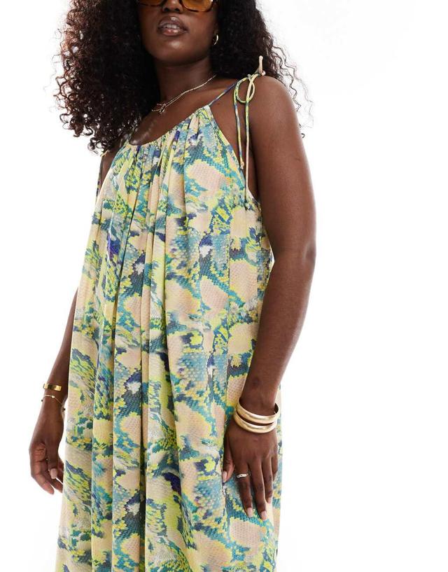 ASOS DESIGN dropped hem maxi beach dress in snake print Product Image