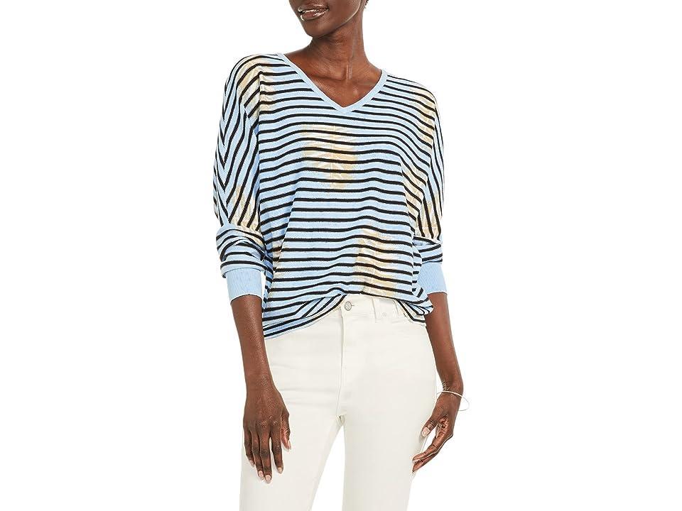 NIC+ZOE Stamped Stripes Sweater (Blue Multi) Women's Clothing Product Image