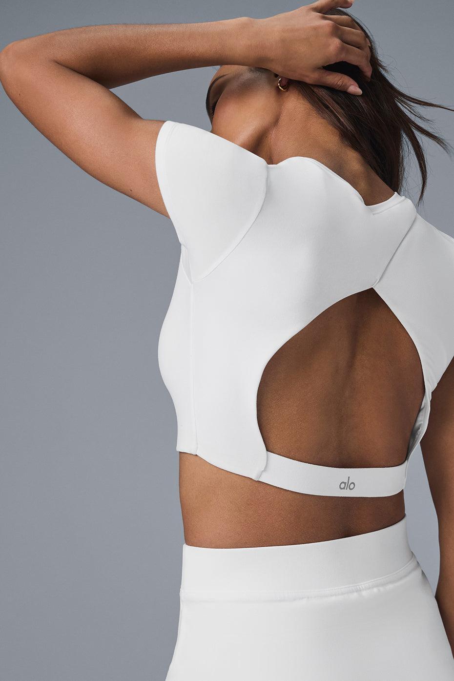 Alosoft Cropped Backspin Short Sleeve - White Female Product Image