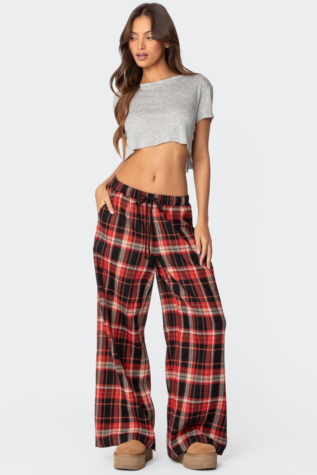 Lounge Around Plaid Wide Leg Pants product image