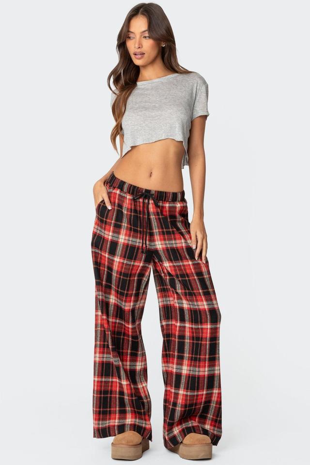 Lounge Around Plaid Wide Leg Pants Product Image