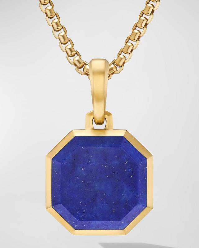 David Yurman Mens Faceted Stone Amulet in 18K Yellow Gold with Lapis, 16mm Product Image