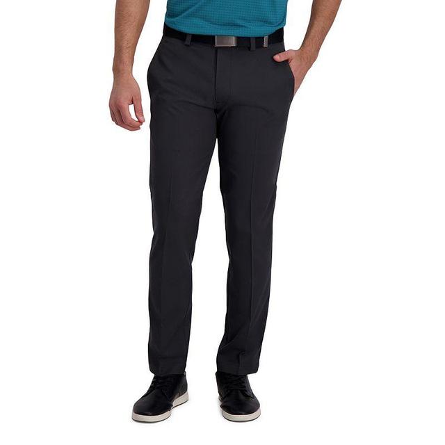 Mens Haggar Cool Right Performance Flex Straight-Fit Flat-Front Pants Dark Gray Grey Product Image