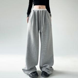 Drawstring Waist Two Tone Wide Leg Sweatpants product image