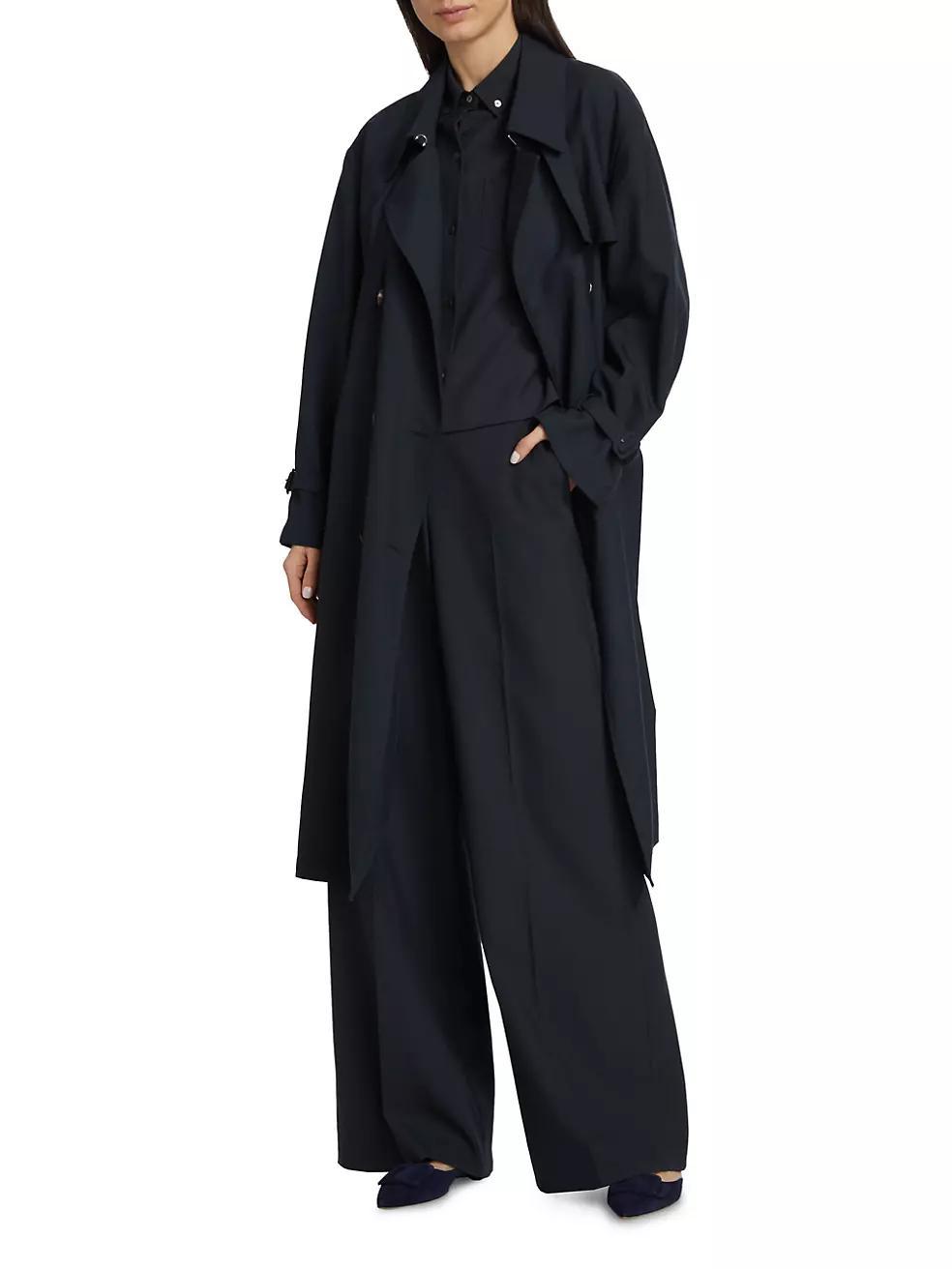 Wool-Blend Double-Breasted Trench Coat Product Image