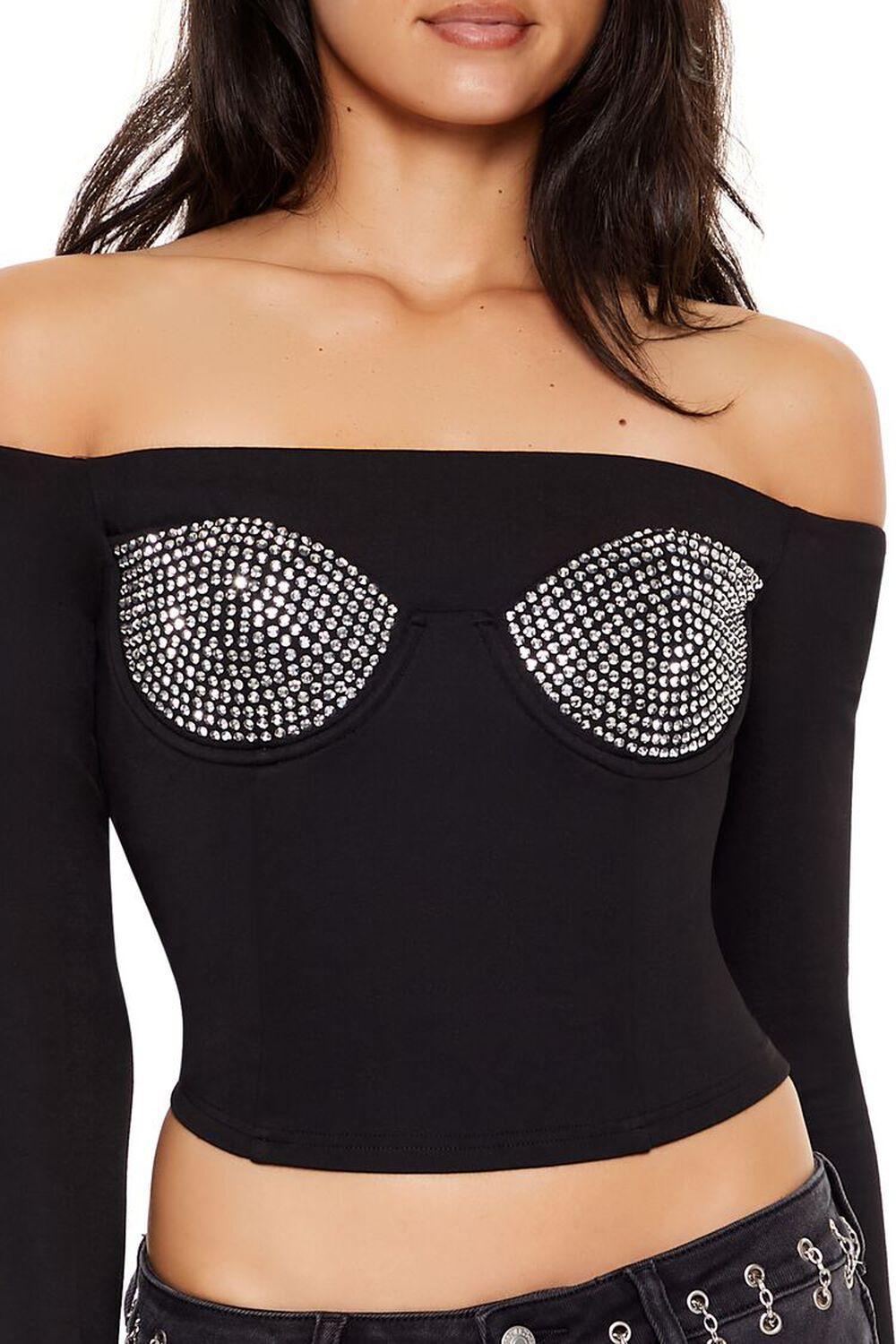 Rhinestone Off-the-Shoulder Top | Forever 21 Product Image