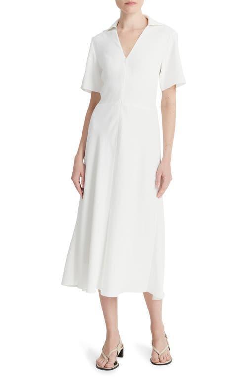 Womens Crepe Zip-Front Polo Midi-Dress Product Image