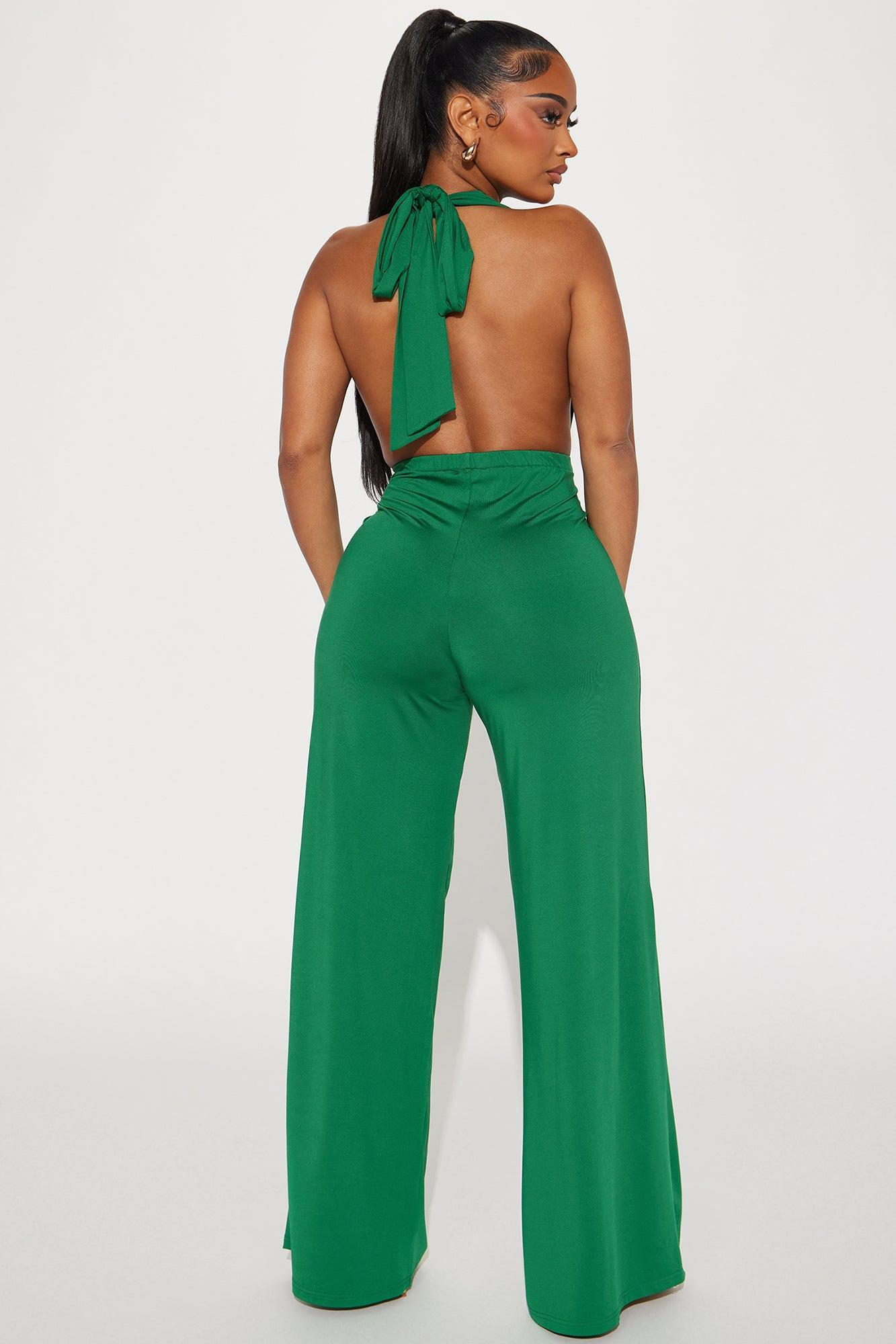 Curious Woman Jumpsuit  - Green Product Image