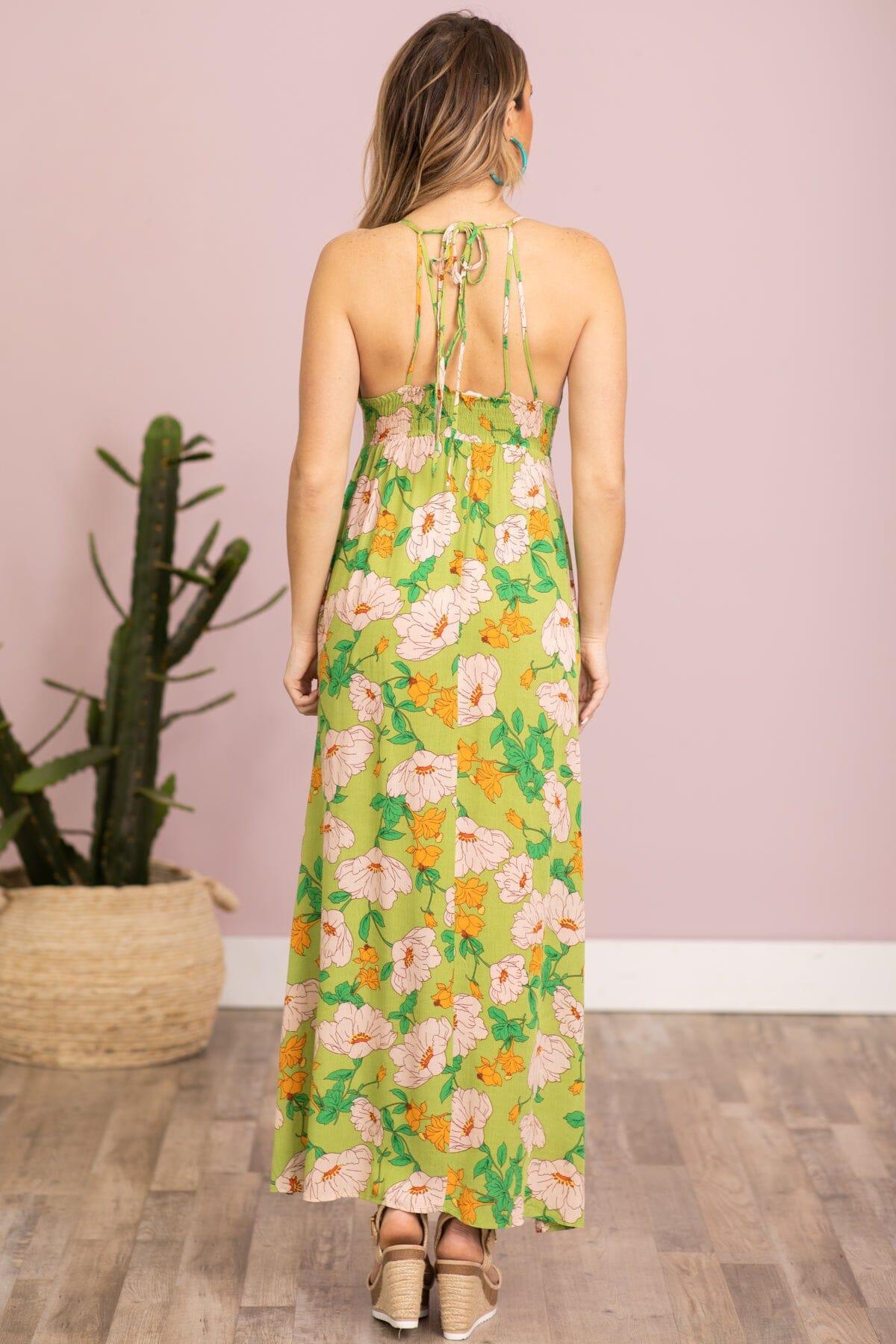 Kelly Green Multicolor Floral Print Maxi Dress Product Image