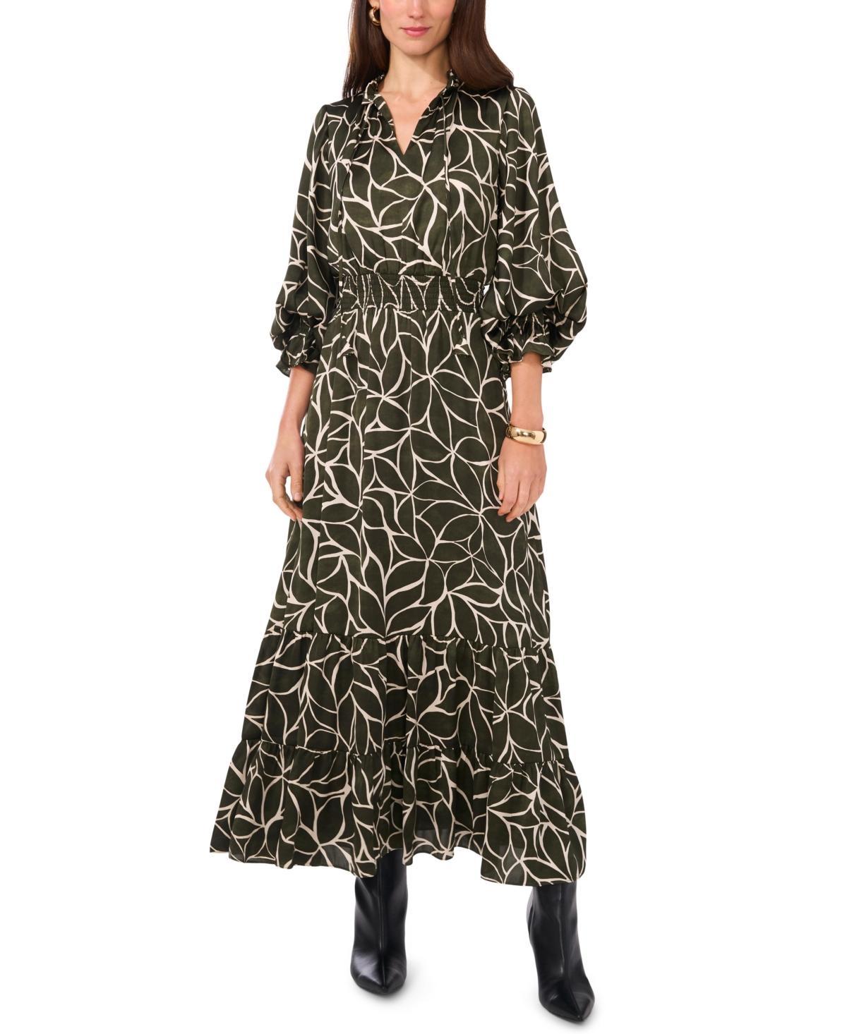 Vince Camuto Womens Printed Smocked-Waist Maxi Dress Product Image