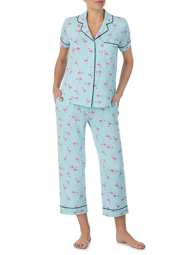 Womens Flamingo-Print Cropped Pajama Set Product Image