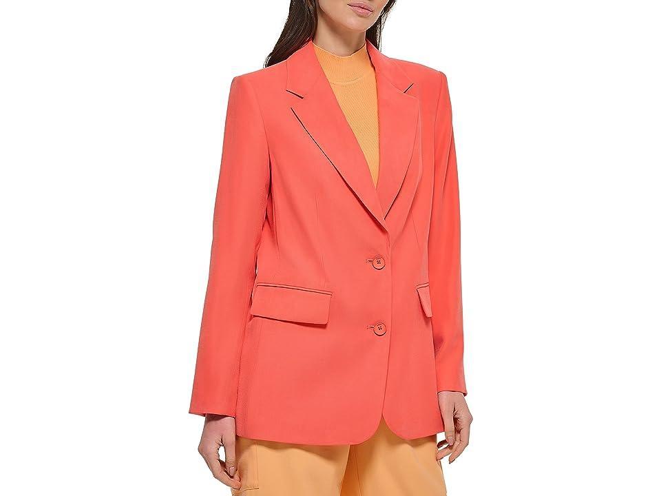 DKNY Frosted Twill One-Button Jacket (Persimmon) Women's Clothing Product Image