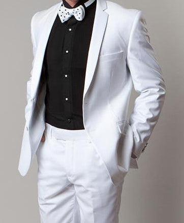 Regular Fit White 2 Piece Tuxedo With Slim Satin Lapel Product Image