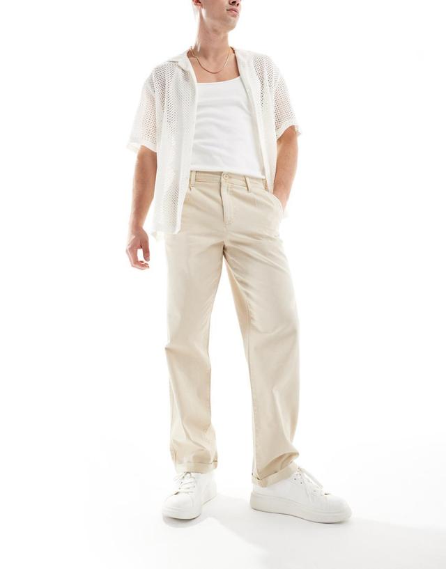 ASOS DESIGN relaxed chinos in washed ecru Product Image