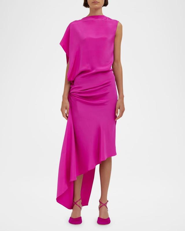 Draped Cusco Silk Open-Back Midi Dress Product Image