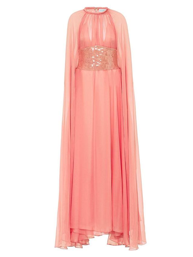 Womens Embellished Chiffon Cape Gown Product Image