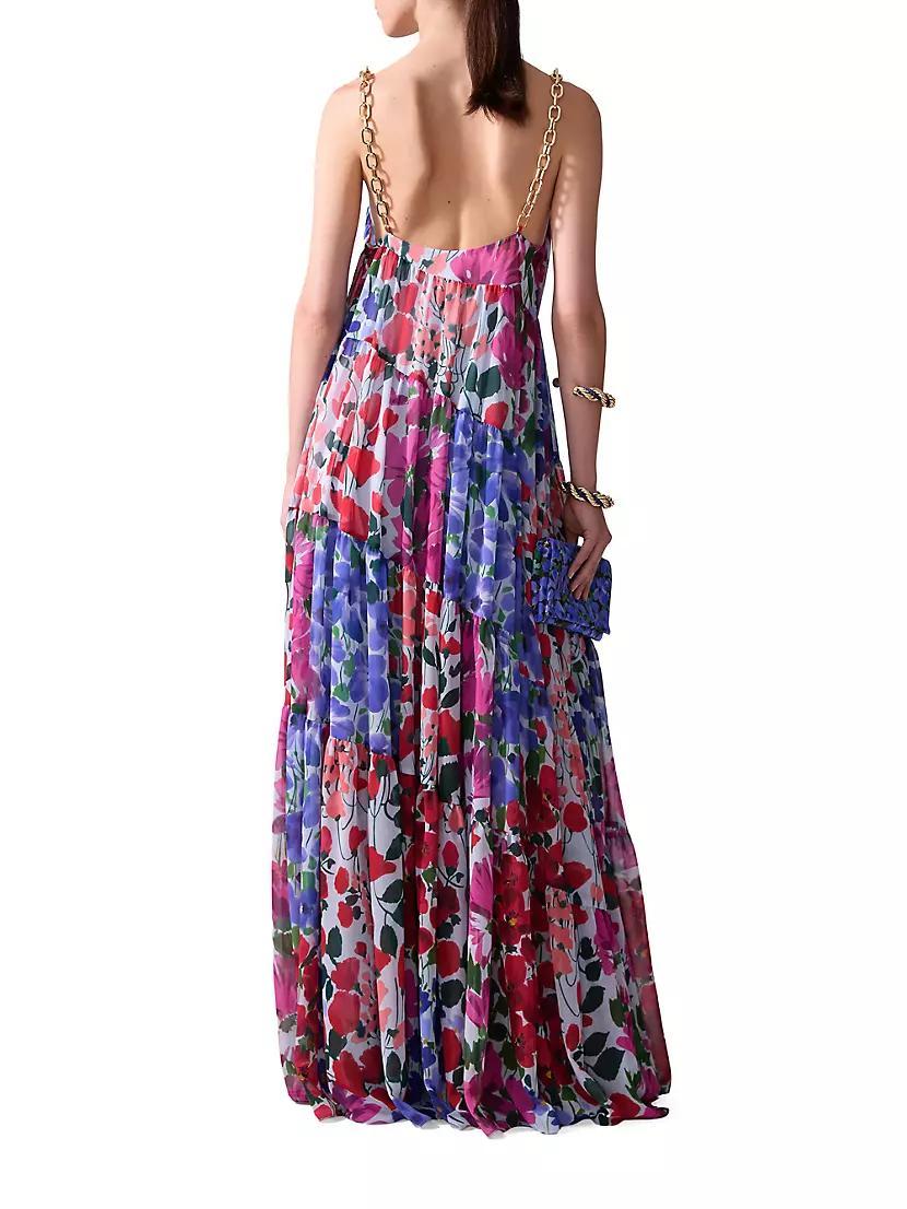 Floral Pleated Asymmetric Seam Maxi Dress Product Image