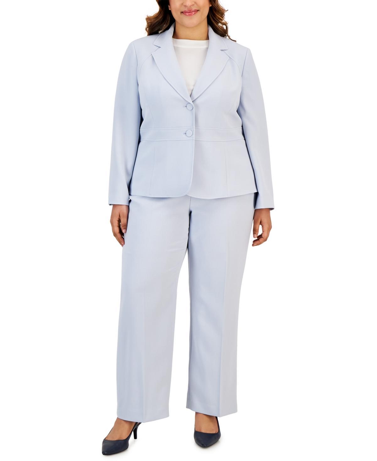 Le Suit Plus Size Crepe Two-Button Blazer Pantsuit Product Image