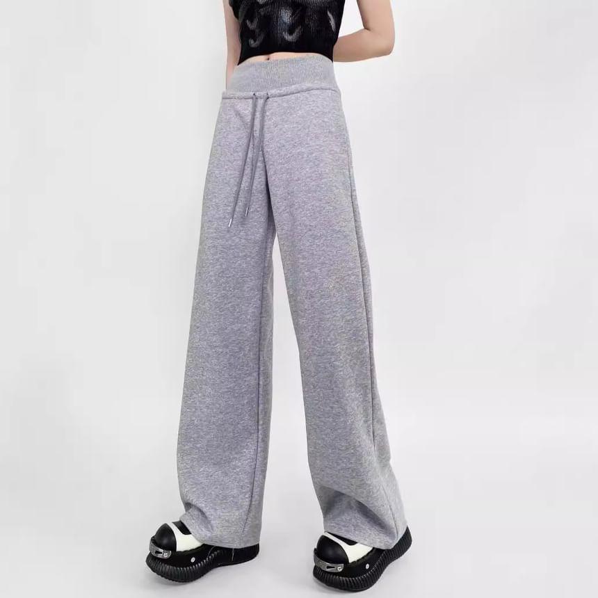 High Rise Plain Wide Leg Pants Product Image