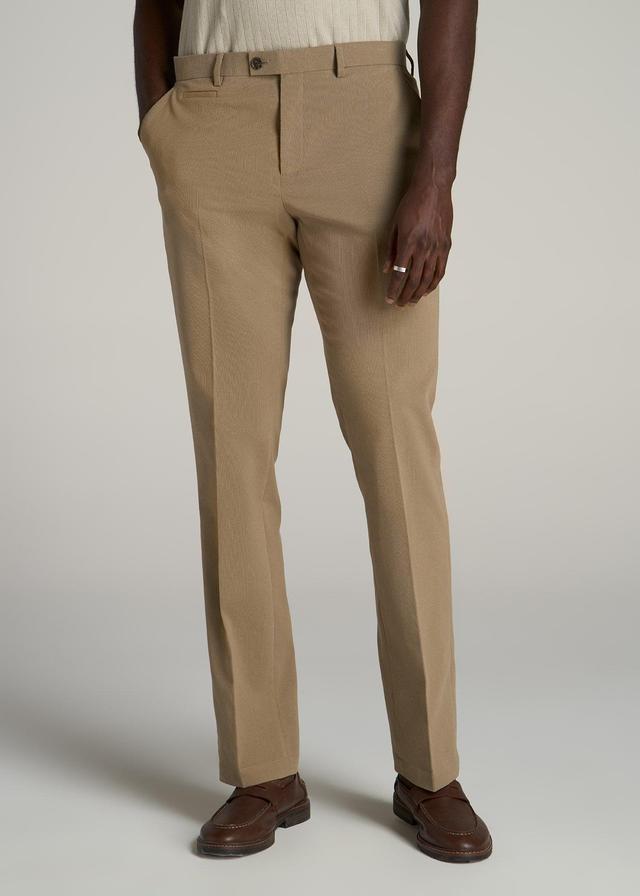 Garment Washed Stretch Chino Suit Pants for Tall Men in Desert Khaki Product Image