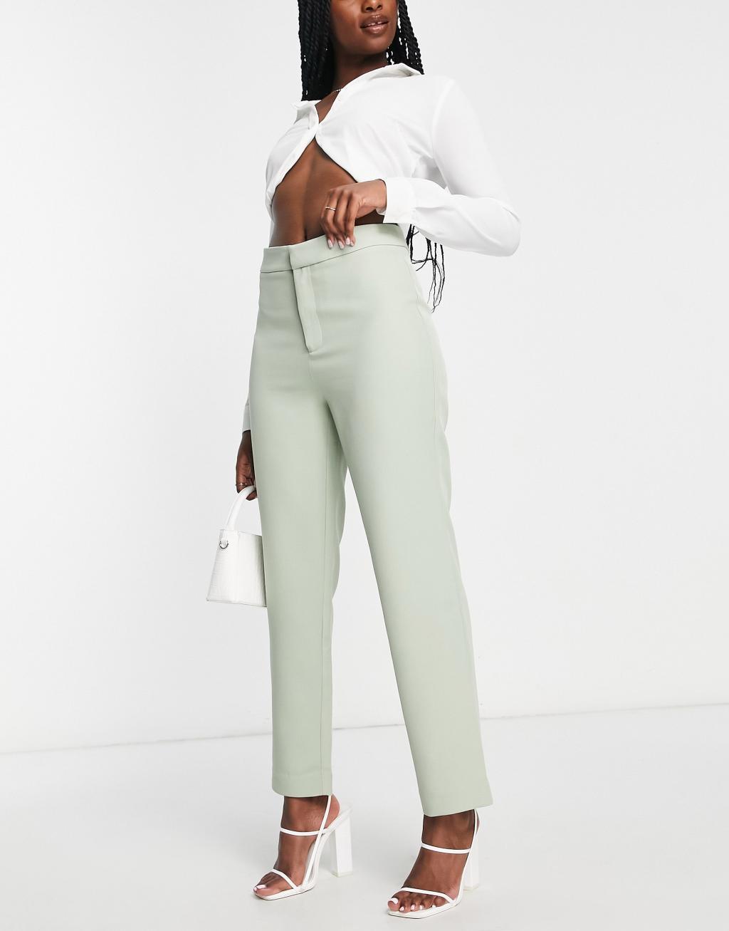 Little Mistress Bridesmaid suit pants in sage green Product Image