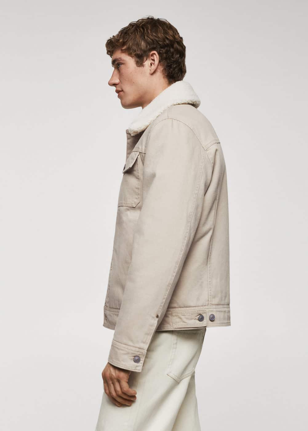 MANGO MAN - Shearling denim jacket beigeMen Product Image