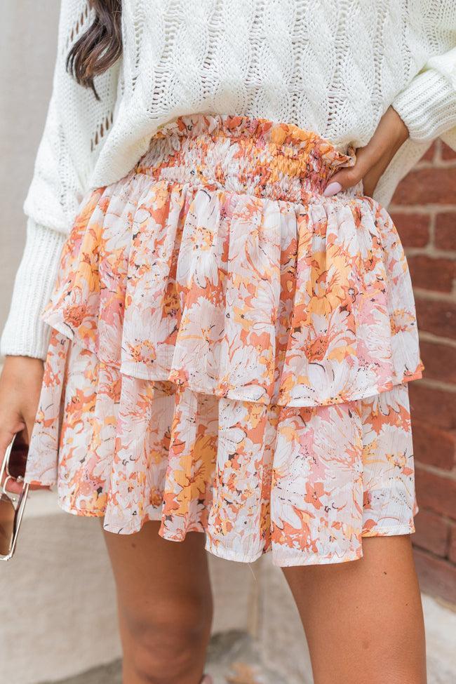 Breezy Beige And Mustard Floral Tiered Skort product image