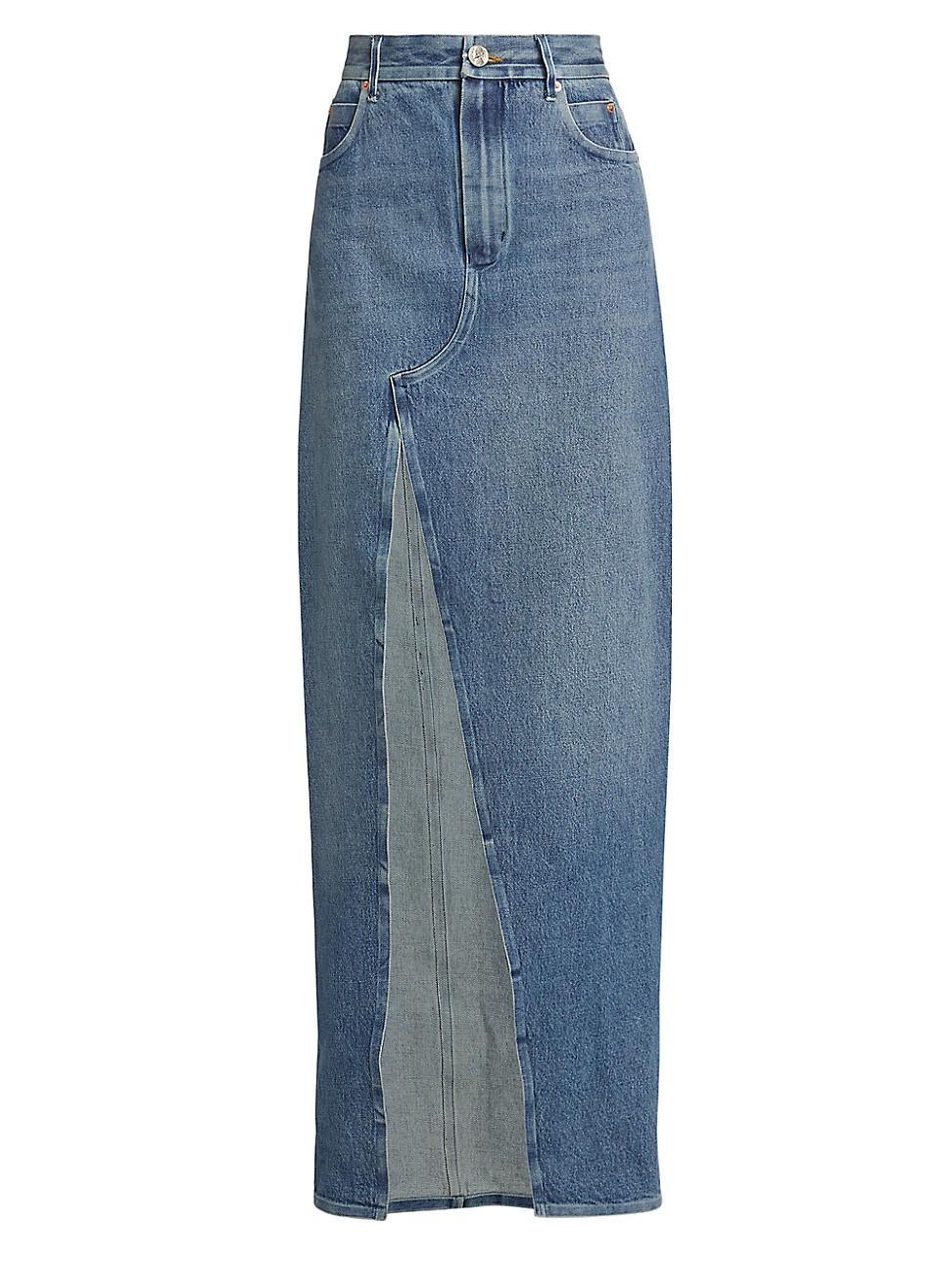 Womens Bonded-Seams Denim Maxi Skirt Product Image