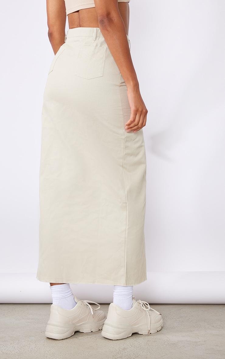 Stone Twill Split Thigh Midaxi Skirt Product Image