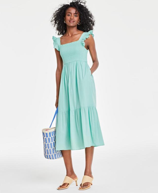 On 34th Womens Cotton Smocked Midi Dress, Created for Macys Product Image