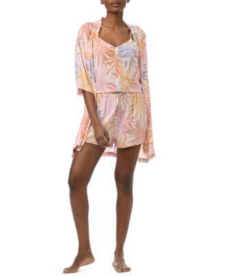 Splendid Womens 3-Pc. Robe, Tank Top & Shorts Sleep Set Product Image