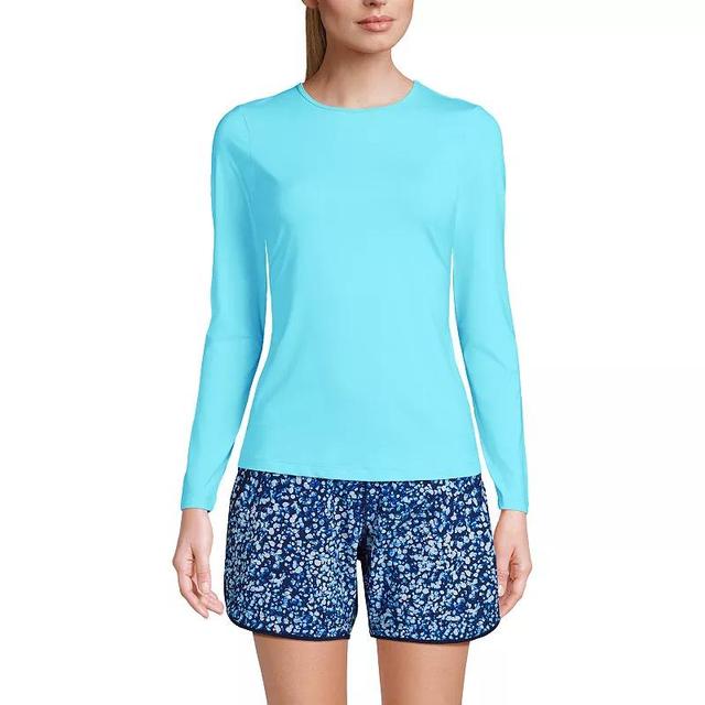 Womens Lands End UPF 50 Long Sleeve Rash Guard River Blue Product Image