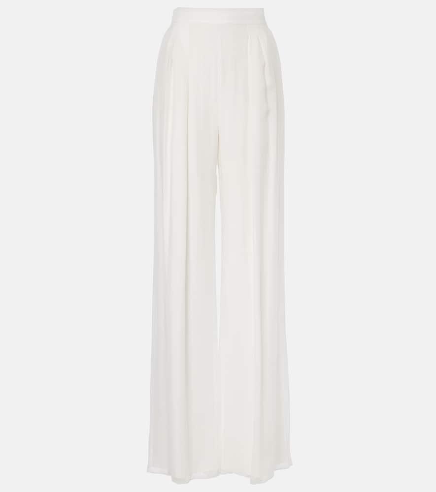 MAX MARA High-waist Silk Palazzo Trousers In White Product Image