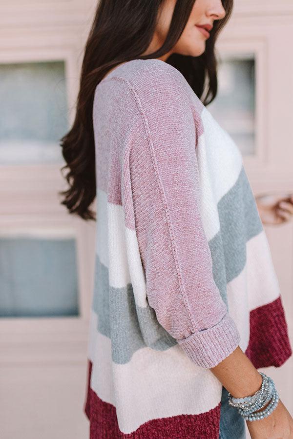 North Shore Chenille Color Block Sweater In Blush Product Image