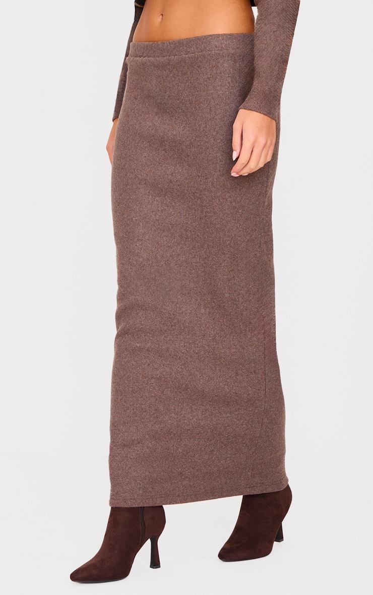 Chocolate Brushed Rib Maxi Skirt Product Image