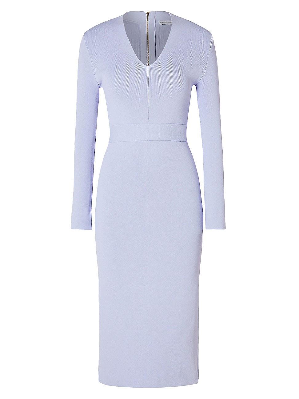 Womens Belted Long-Sleeve Midi-Dress Product Image