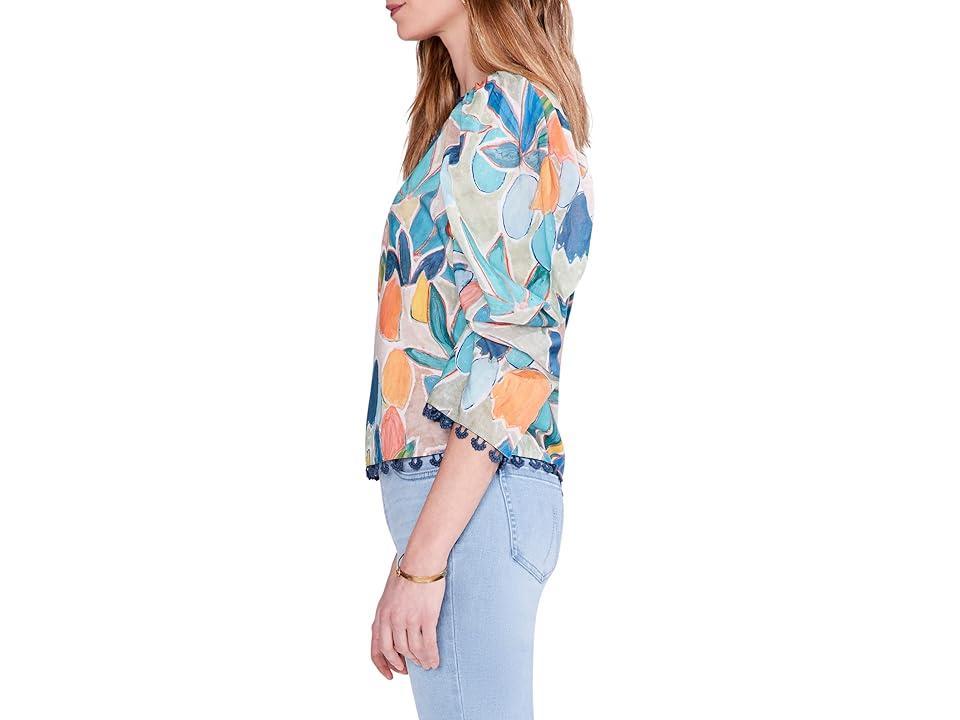 NIC+ZOE Citrus Grove Puff Sleeve Top (Blue Multi) Women's Clothing Product Image