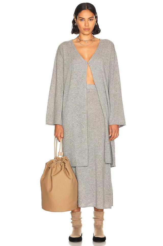 Helsa Einer Cashmere Cardigan in Heather Grey - Grey. Size XS/S (also in M/L). Product Image