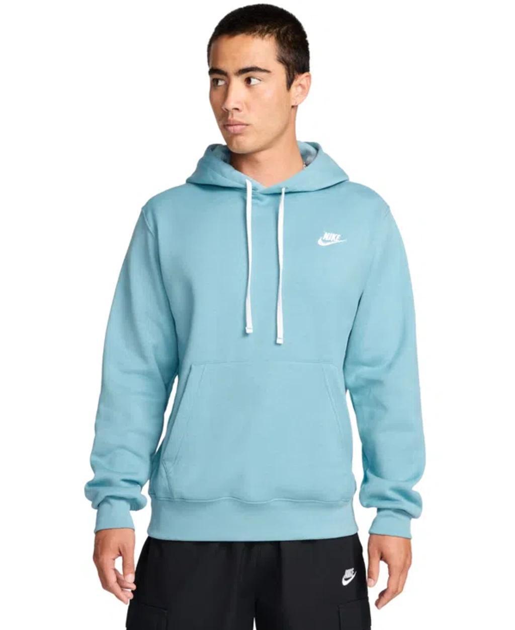 NIKE Men's Club Fleece Logo Hoodie In Dnmtrq,whi Product Image