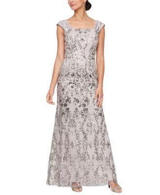 Petite Sequined Embroidered Gown Product Image