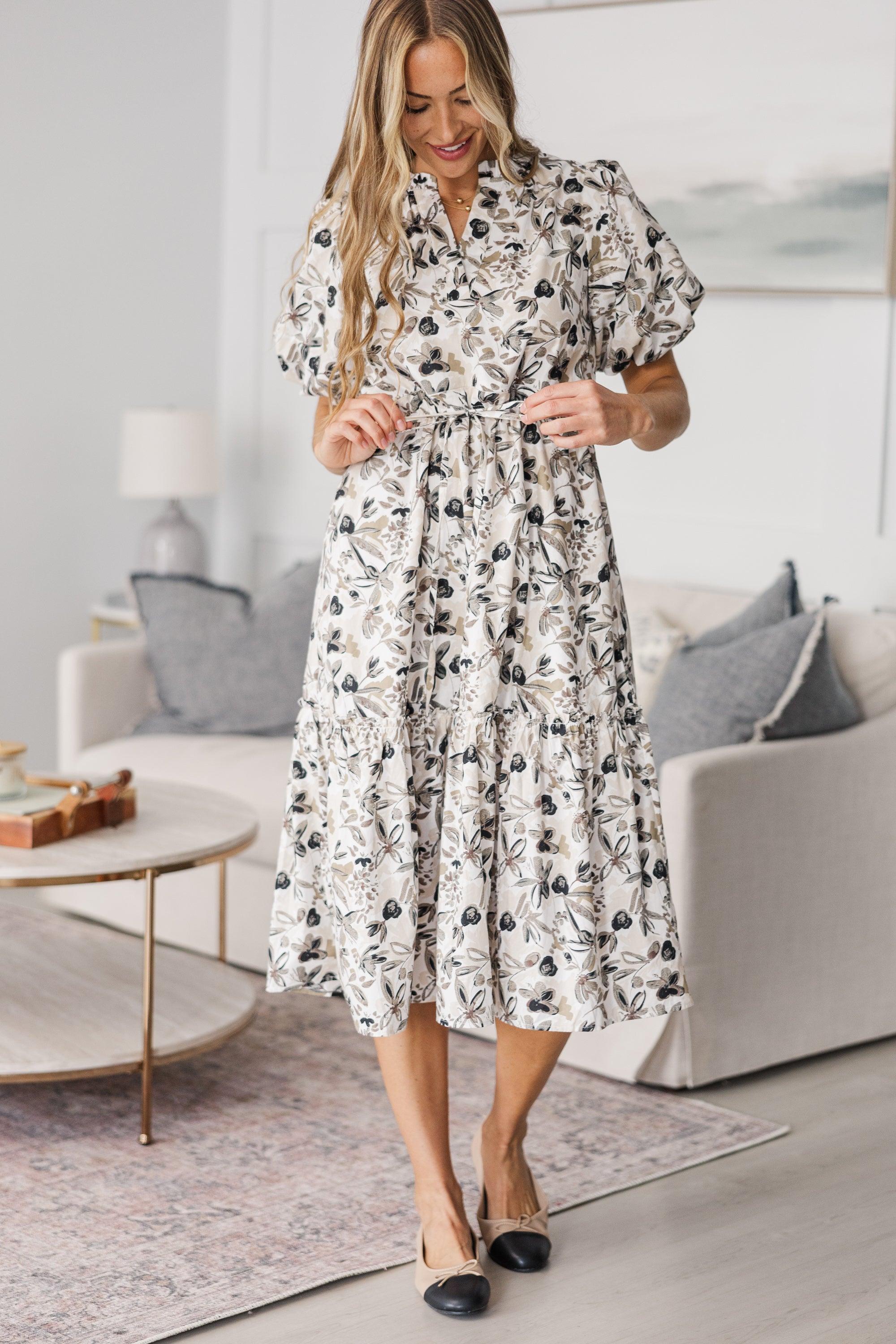 NURSING COLLECTION: It's A Match Cream Floral Midi Dress Female Product Image