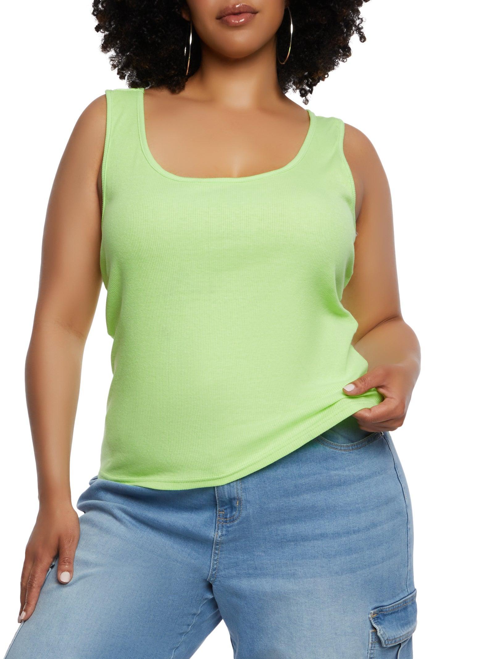 Womens Plus Size Rib Knit Racerback Tank Top Product Image