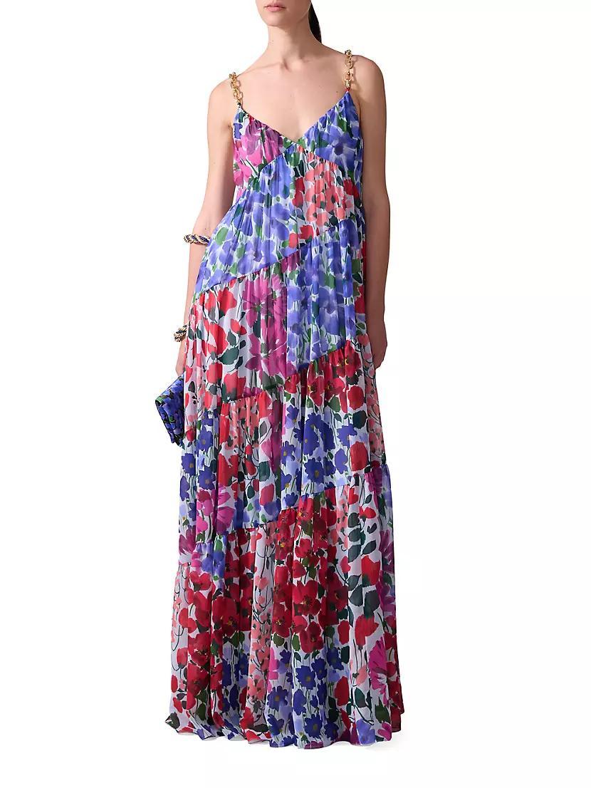 Floral Pleated Asymmetric Seam Maxi Dress Product Image