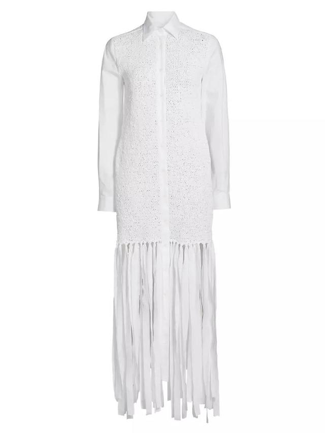 Cotton Poplin Fringe Shirtdress Product Image