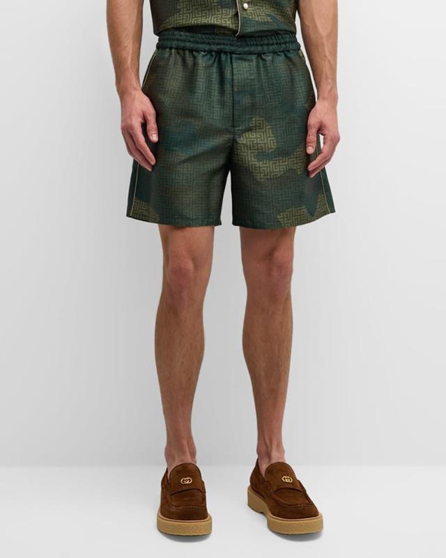 Mens Camouflage Print Shantung Shorts Product Image