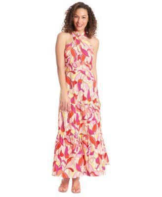 Petite Twist-Front Halter Maxi Dress Product Image