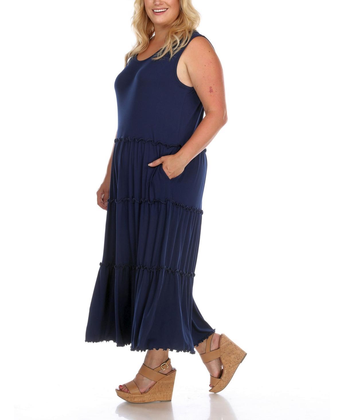 White Mark Plus Size Scoop Neck Tiered Midi Dress Product Image