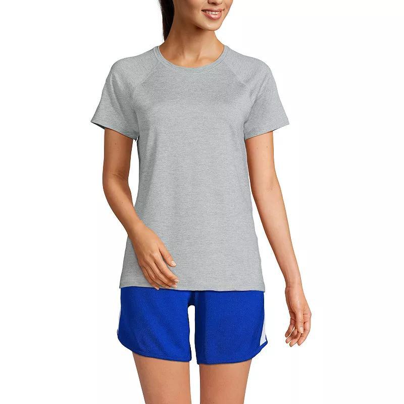 Womens Lands End School Uniform Short Sleeve Active Tee Gray Grey product image