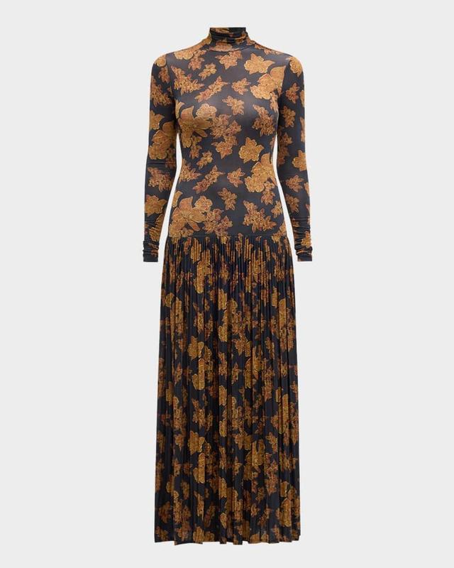 Amaya Pleated Floral-Print Maxi Dress Product Image